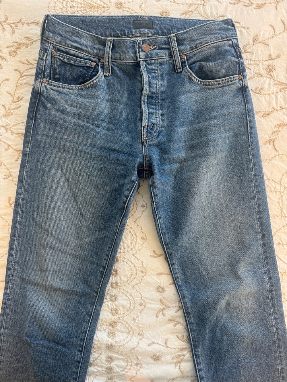 MOTHER Straight Jeans in Washed Blue size 26
